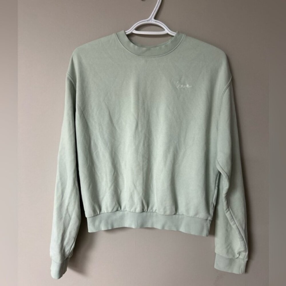 H&M Mint Green‎ Love Crewneck Sweater